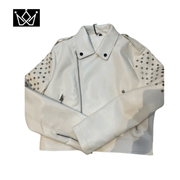 chaqueta de estilo biker de color blanco
