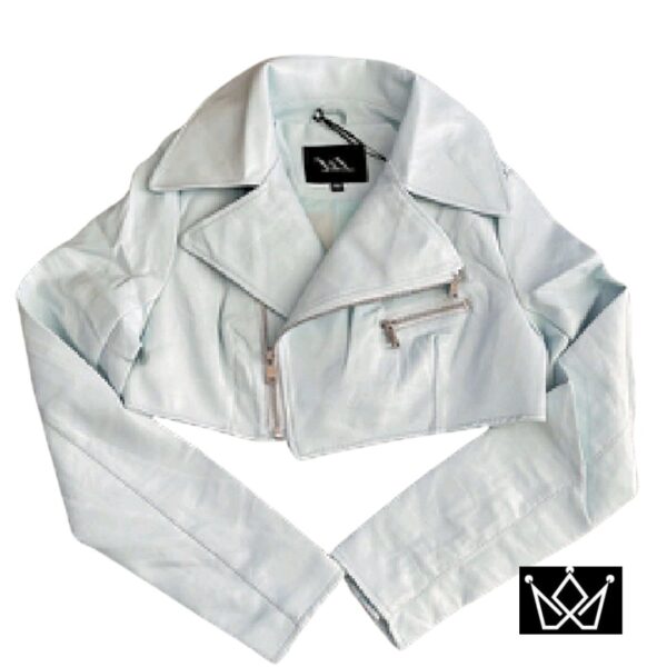 Chamarra Corta de Cuero Sintético Estilo Motero